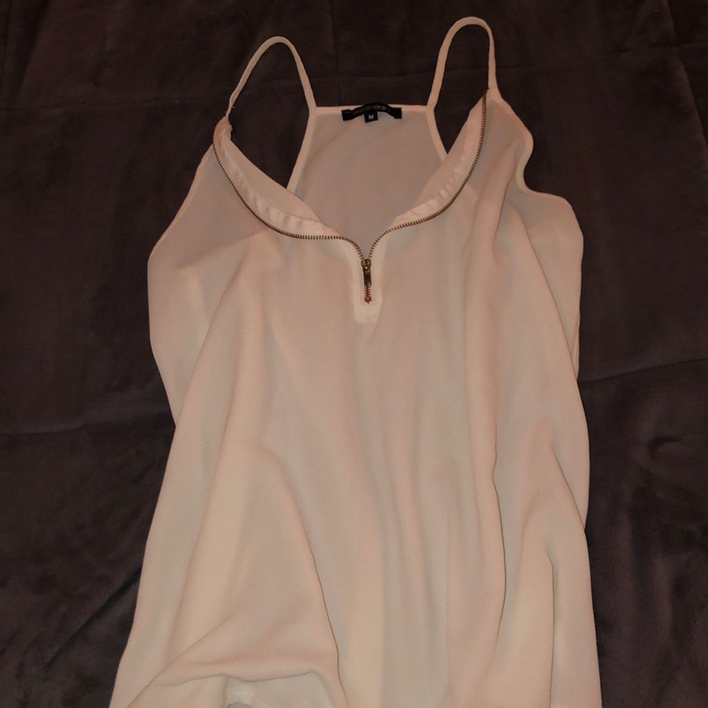 White half zip up tank top